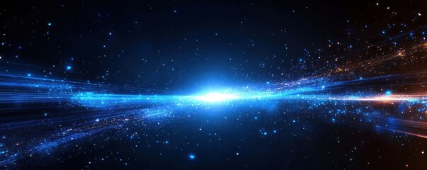Obraz premium Stunning cosmic explosion illuminates deep space with vibrant colors and starry nebulae