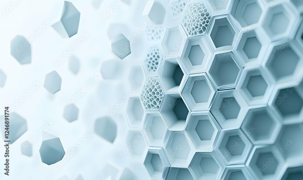 Poster abstract white background with a hexagonal pattern for technology