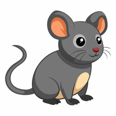 A small gray-brown mouse. Little mouse baby. vector on white background.