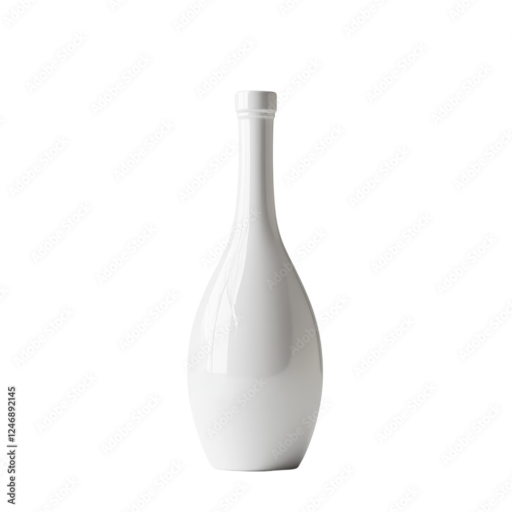 Poster The image shows a sleek white ceramic bottle with a simple design set against a black background.