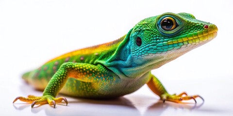 Obraz premium Minimalist Lizard on White Background - Reptile Stock Photo