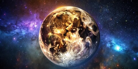 Fototapeta premium Minimalist Moon Close-up: Cosmic Starry Night Space Background