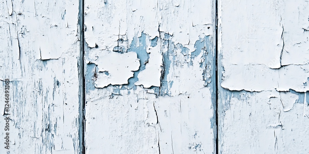 Poster rustic and weathered white wooden boards with peeling paint texture background : generative ai