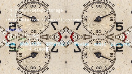 vintage clocks in large grid pattern