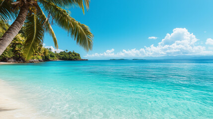 island view with white sands and palms