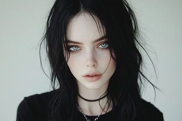 striking gothic girl with pale and dark contrasts