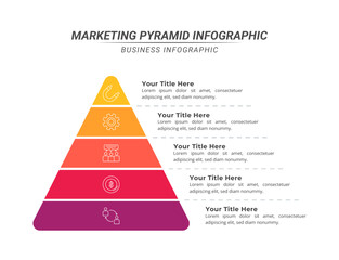 5 Steps Pyramid Infographic with Editable Text for Business Presentation, Poster, Banner and Booklet.