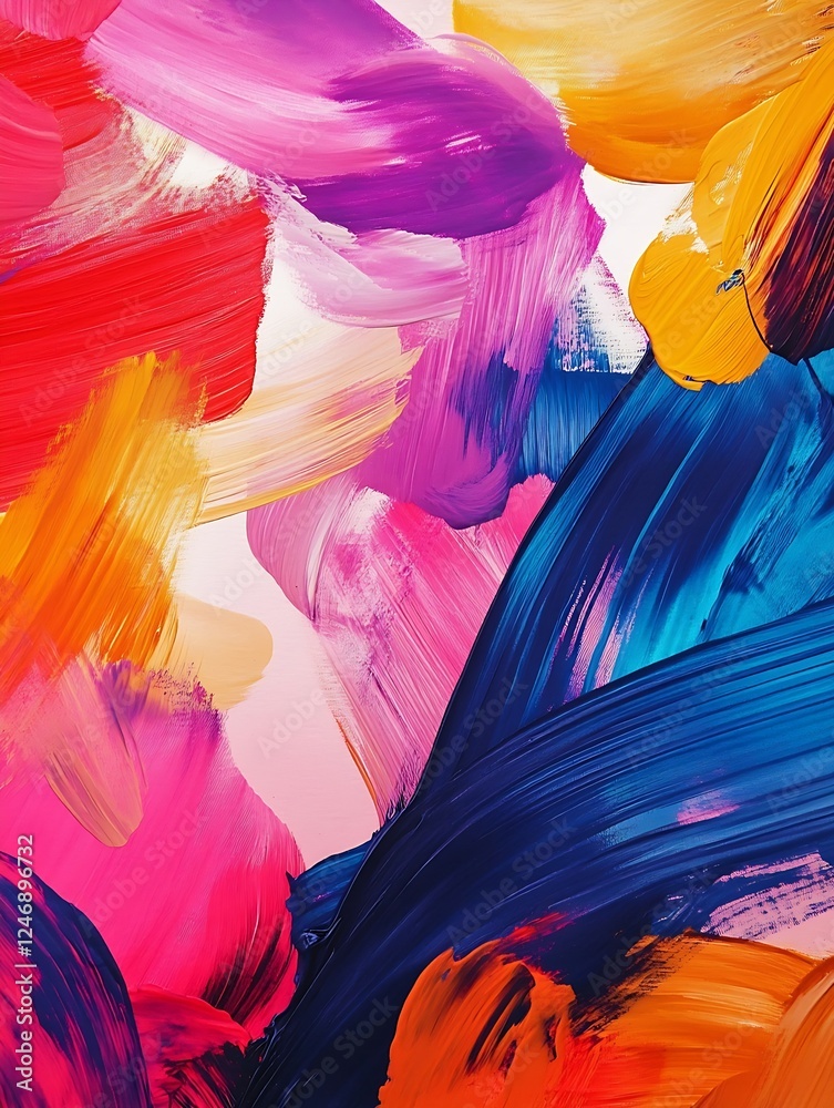 Fototapete colorful abstract brushstrokes creating dynamic art with energetic patterns : generative ai