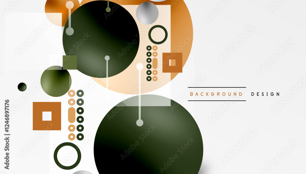 Aufkleber minimalistic abstract vector design, layered geometric shapes circles, squares, and triangles with s