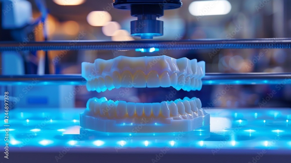 Aufkleber a dental lab utilizes advanced 3d printing technology to create a lifelike model of human teeth, cap