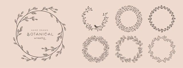 Wreaths circular foliate vector
