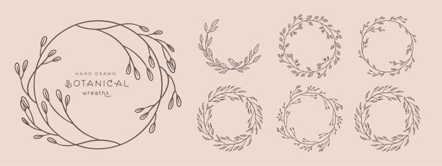 Wreaths circular foliate vector