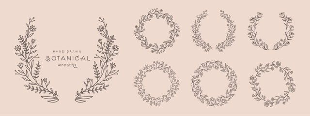 Wreaths circular foliate vector