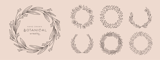 Wreaths circular foliate vector