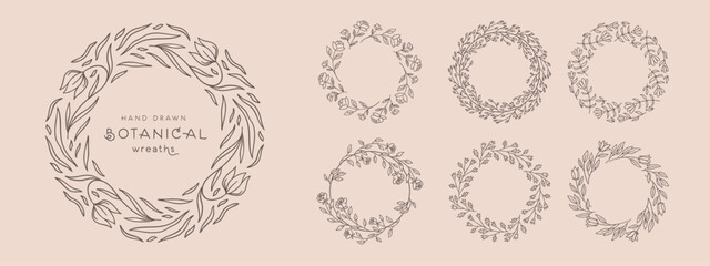 Wreaths circular foliate vector