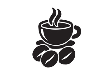 Coffee beans icon silhouette illustration with white background. 02