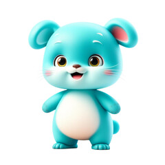 3d cute Light blue character smiling