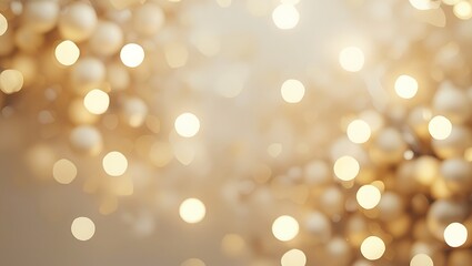 A festive array of golden bokeh lights creates a magical, ethereal background.