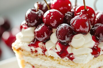 Delicious lean cherry cake with semolina cream topping - perfect for dessert lovers.