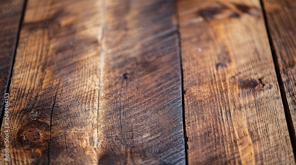 Aufkleber Rustic Wooden Texture With Distinctive Grain Patterns on an Aged Wooden Surface : Generative AI