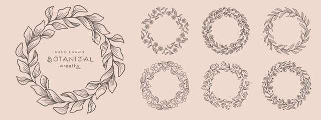 Wreaths circular foliate vector