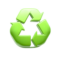 Obraz premium green recycling symbol with rounded arrows representing sustainable waste management, high quality png isolated on transparent background