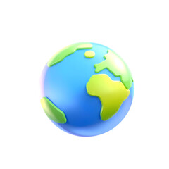 planet earth with green continents high quality png isolated on transparent background