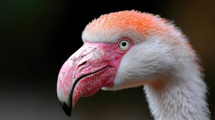 Obraz premium Chilean flamingo portrait, zoo background, wildlife photography, nature stock