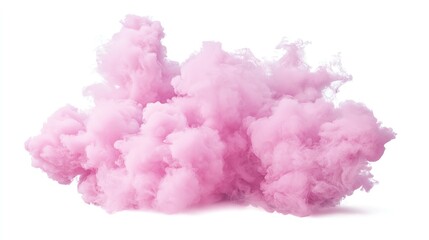 A vibrant pink smoke cloud on a white background, creating a dynamic and artistic effect that can be used for various creative designs and projects.