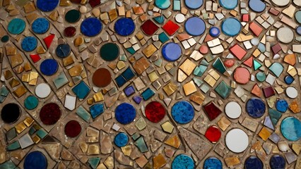 Abstract Mosaic Tile Pattern with Colorful Shapes Background