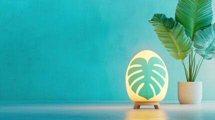 A decorative lamp shaped like a monstera leaf.