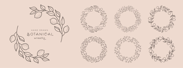 Wreaths circular foliate vector