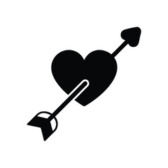 Cupids arrows vector illustration. Cupid's Arrow Pierces a Heart Icon.
