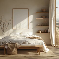 A white bed with a white comforter and a white pillow