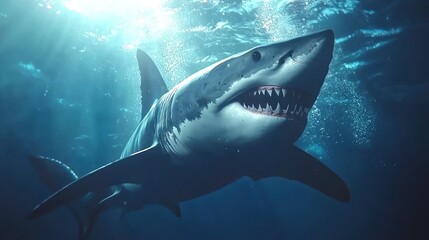 Fototapeta premium Majestic Great White Shark Underwater