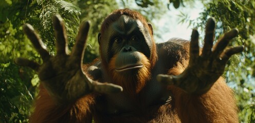 Obraz premium Orangutan Close-Up: A Majestic Creature of the Rainforest