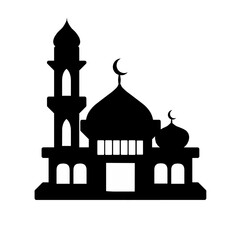 Illustration of Islamic mosque silhouette vector. Islamic building vector design illustration, mosque icon vector with Ramadan theme, Eid al-Fitr, Isra Miraj and Islamic theme