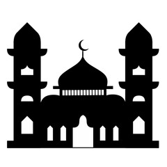 Illustration of Islamic mosque silhouette vector. Islamic building vector design illustration, mosque icon vector with Ramadan theme, Eid al-Fitr, Isra Miraj and Islamic theme