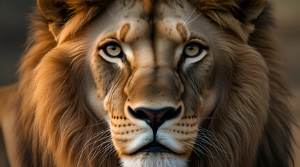 Close-Up of a Lion's Face with Majestic Mane, AI Generated