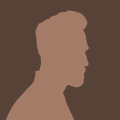 Silhouette of an adult man. Male avatar. Icon for social networks. Profile portrait. Mocha Mousse inverted silhouette isolated on brown