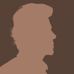Silhouette of an adult man. Male avatar for social networks. Profile portrait. Mocha Mousse inverted silhouette isolated on brown