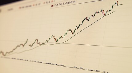 Detailed stock market chart displaying upward trends and trading analysis in ultra HD resolution