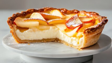 Cottage cheese apple pie on marble surface - perfect for dessert inspiration and baking themes.