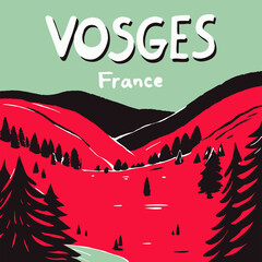 Vosges, France - poster, sticker, wall art, t-shirt, souvenir print design for gift