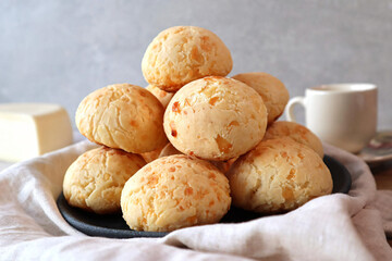 Delicious Brazilian snack cheese bread Pao de Queijo 
