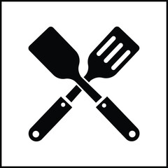 spatula silhouette illustration vector design in yellow and blue colors. suitable for logos, icons, posters, advertisements, banners, companies, t-shirt designs, stickers, websites.