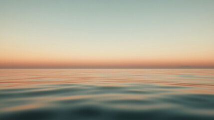 Obraz premium Serene seascape at dawn with gentle waves reflecting pastel colors over calm waters and a horizon stretching into the distance. Generative AI