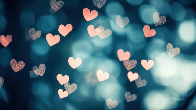 Romantic Teal Bokeh Hearts: A Valentine's Day Dream