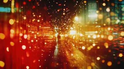 Fototapeta premium Night City Lightscape: A Dazzling Urban Nightscape