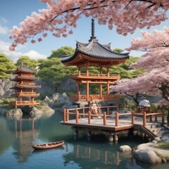 Fototapeta premium japanese temple in spring